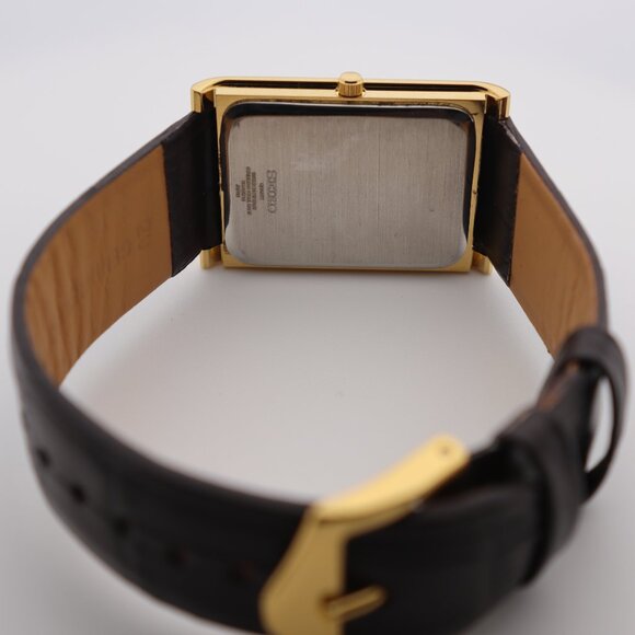 Seiko Slim Vintage Quartz Men's  Wrist Watch Black Dial with new Dark BrownStrap - Picture 6 of 7